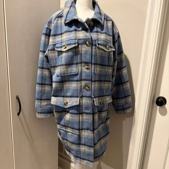 American Eagle Blue Plaid Women's Jacket - Picture 2 of 11
